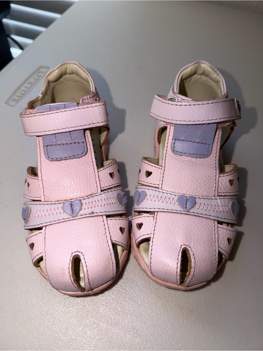Kids Pink Heart Accent Sandals